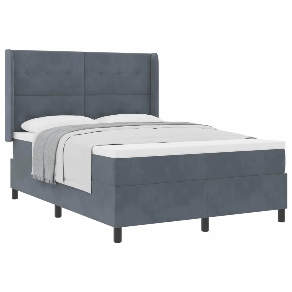Letto a molle con testiera Grigio scuro 160 x 200 cm Velluto