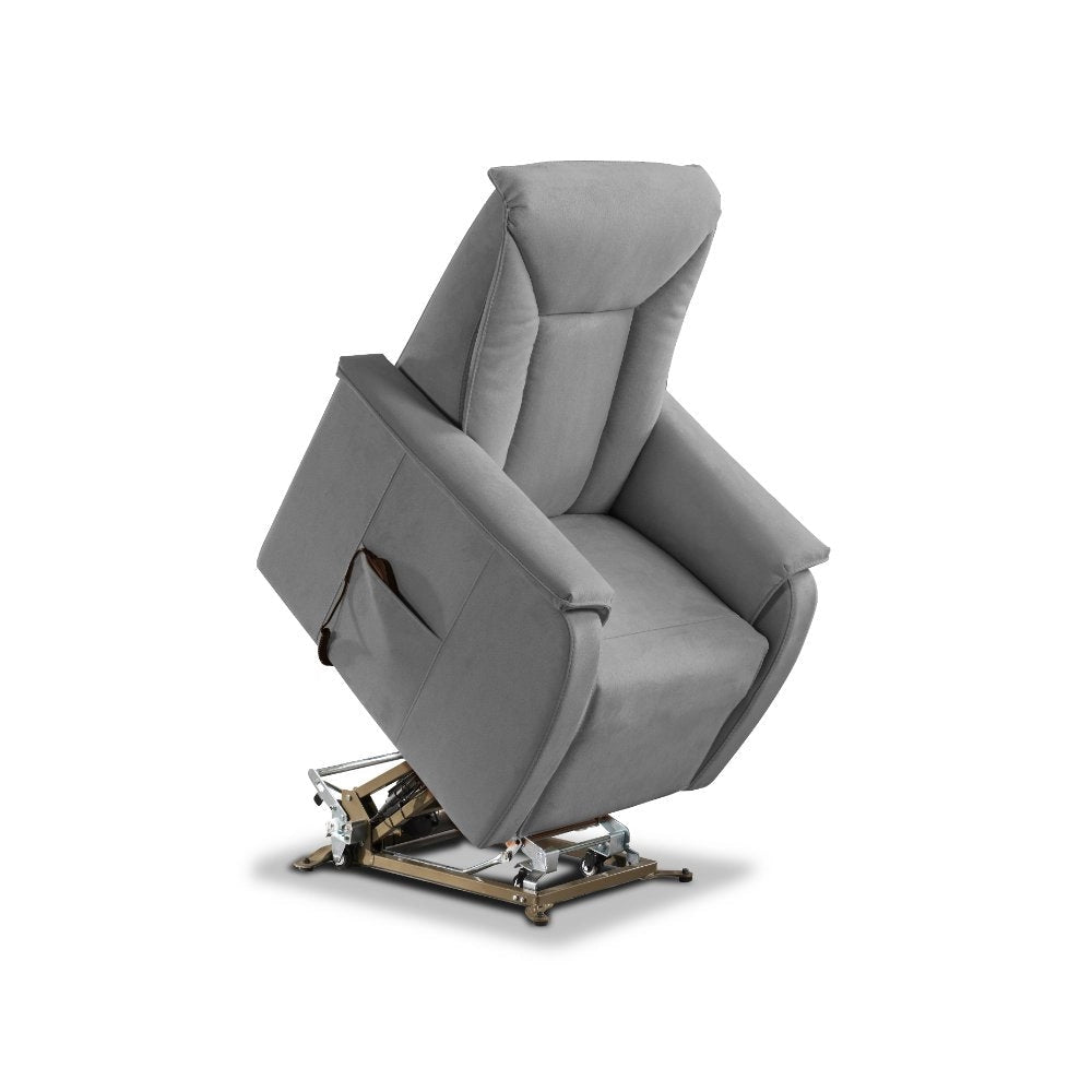 Poltrona Alzapersona Elettrica 2 Motori 82x108x84 cm Baila in Microfibra Dispositivo Medico 1 Grigio Chiaro