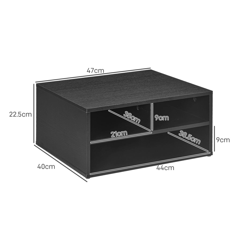 Mobile Porta Stampante con 3 Ripiani Aperti ¨C Minimal ¨C Nero 47x40x23 cm