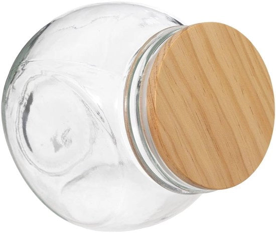 Vaso di vetro - con coperchio in legno - 0,65 l - 1 pezzo