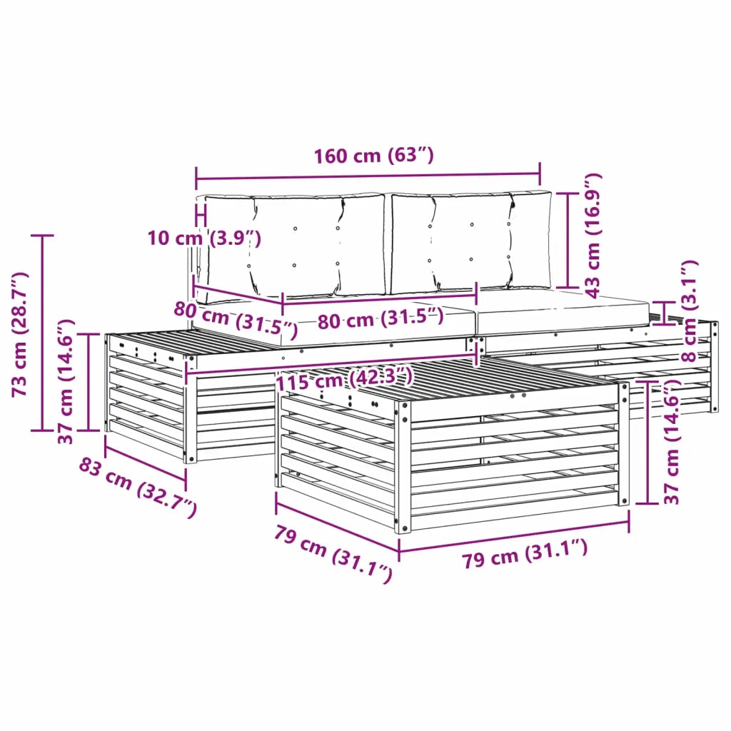 Set di divani da esterno-Sofa da giardino 3 Pezzo Naturale e Antracite