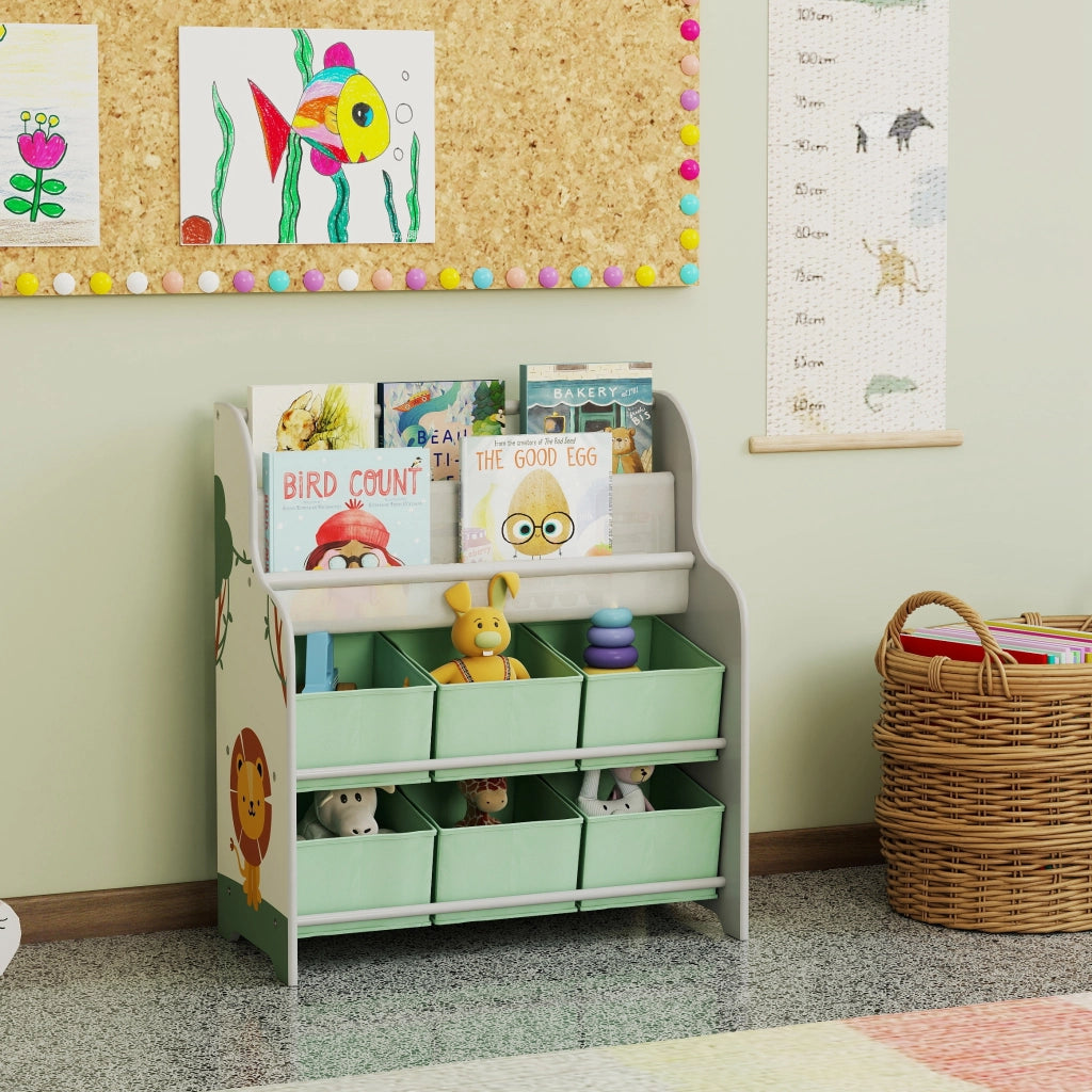 Mobile per bambini con 6 cassetti e scaffale ¨C Minimal ¨C 63x30x71cm, verde