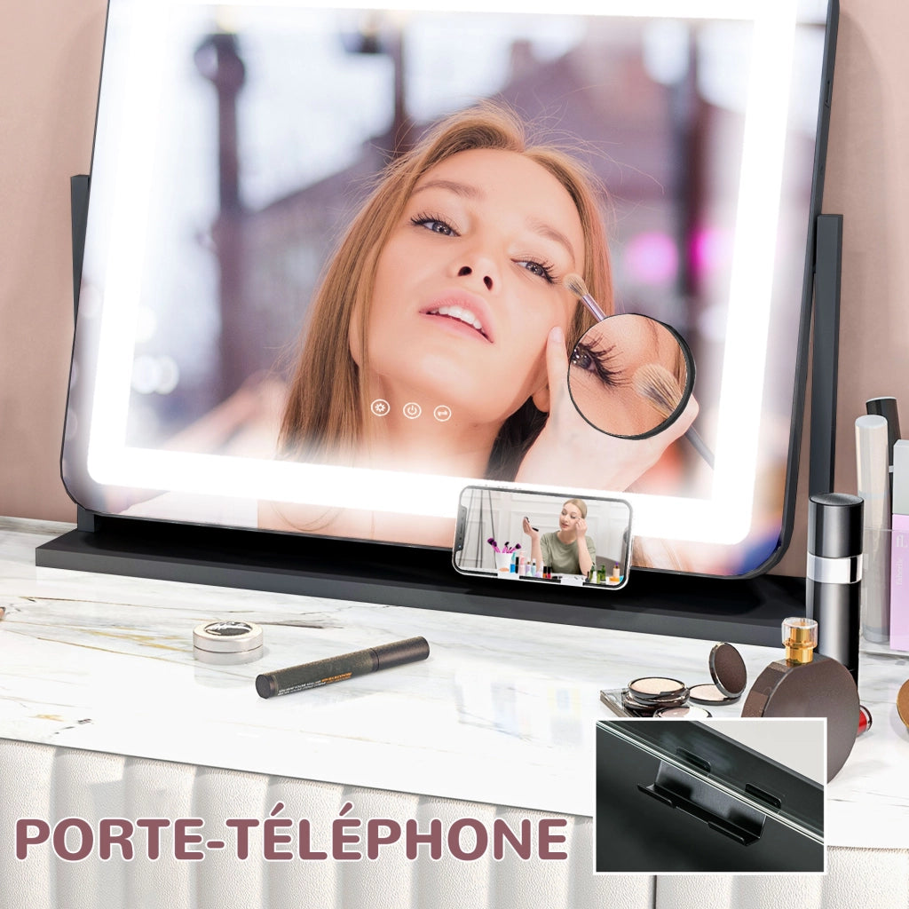 Specchio Cosmetico LED con Ingrandimento 10X ¨C Xylo ¨C 3 Modalit¨¤ Luce, Ricarica USB, 62,5x52cm
