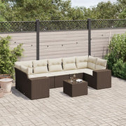Set Divani da Giardino 8 pz con Cuscini Marrone in Polyrattan 3254680