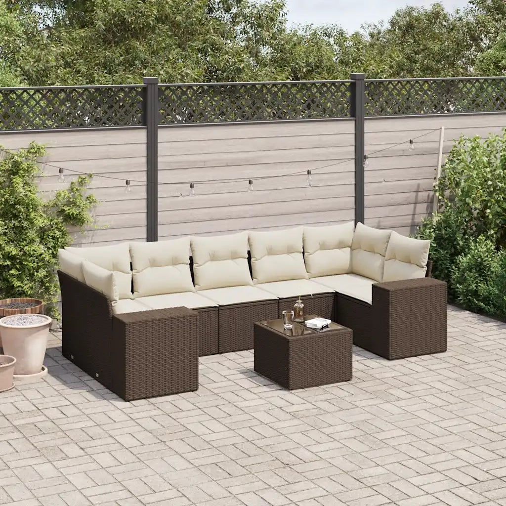 Set Divani da Giardino 8 pz con Cuscini Marrone in Polyrattan 3254680