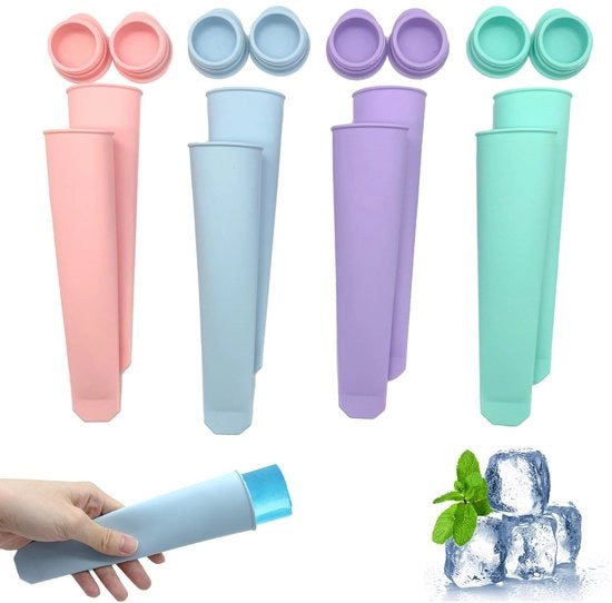 Forme per gelati in silicone - 8 pezzi - Forme per gelati riciclabili - Utilizzo multifunzionale - Sicure e ambientalmente friendly - Facili da pulire - Forme per gelati