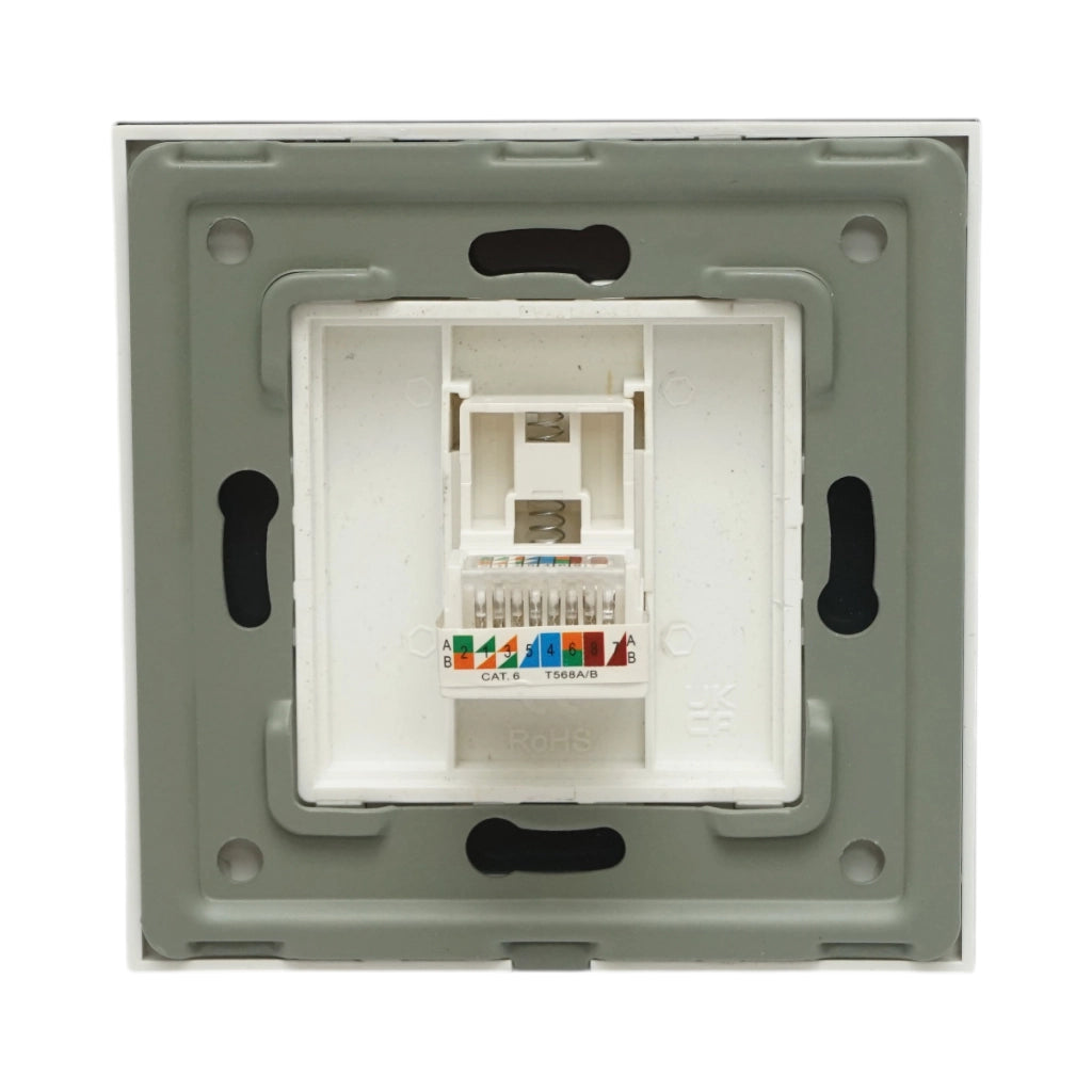 Presa internet CAT6 RJ45, cornice in vetro bianco 86x86mm