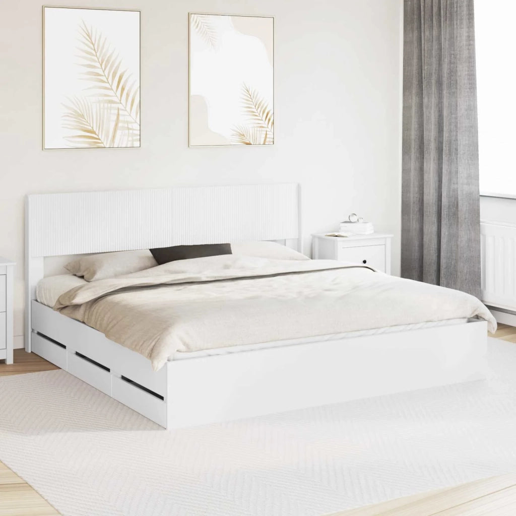 Struttura del letto con stoccaggio e testata Bianco 3414275