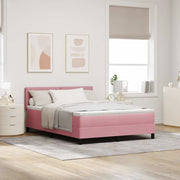 Letto a Sorgente LED con materasso Rosa 160 x 200 cm Velluto
