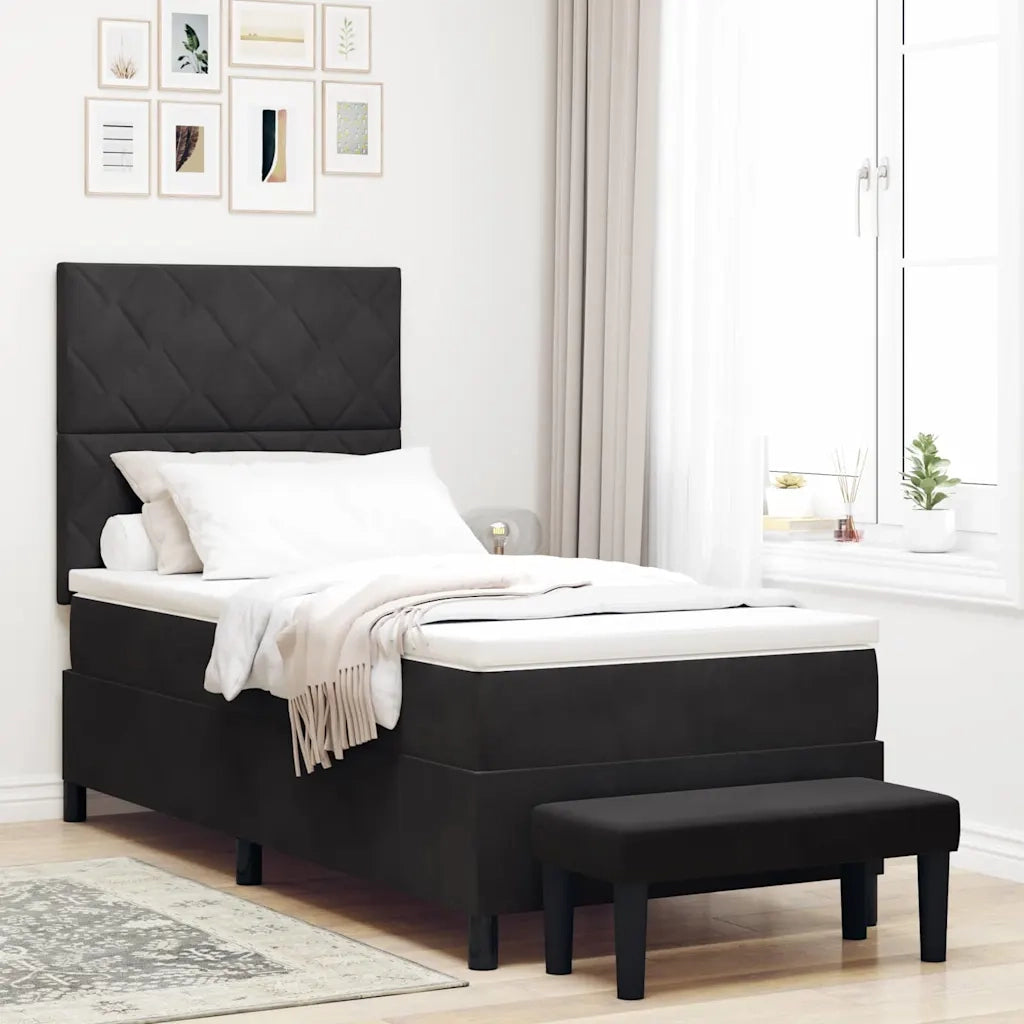 Letto a molle con testiera Nero 200 x 100 cm Velluto 3344560