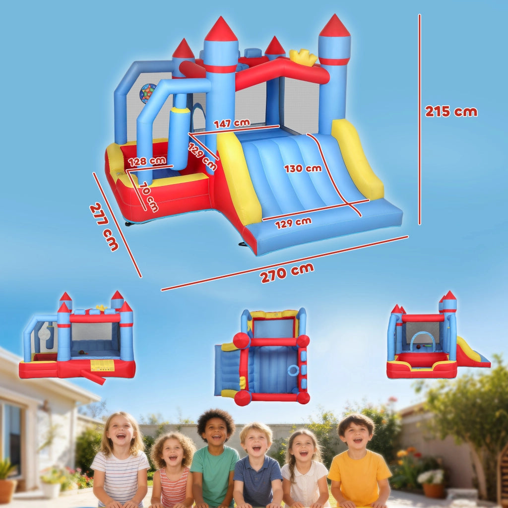Castello gonflabile con toboga e trampolino ¨C Minimal ¨C multicolore