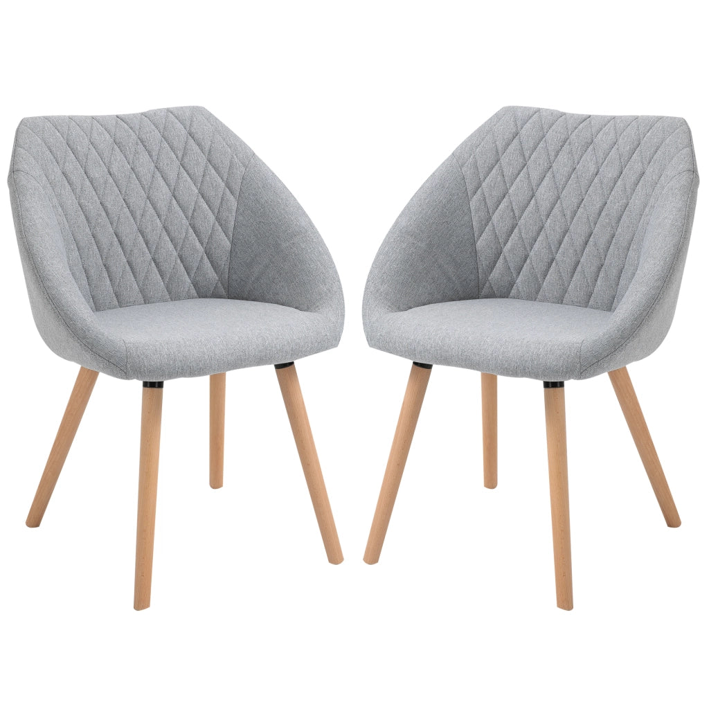 Set 2 Sedie da Pranzo Design Scandinavo ¨C Xylo ¨C Gambe Legno Faggio, Seduta Schienale Braccioli Lino Grigio