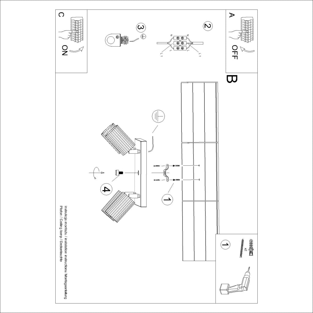 Lampada da soffitto KARBON 4 taupe