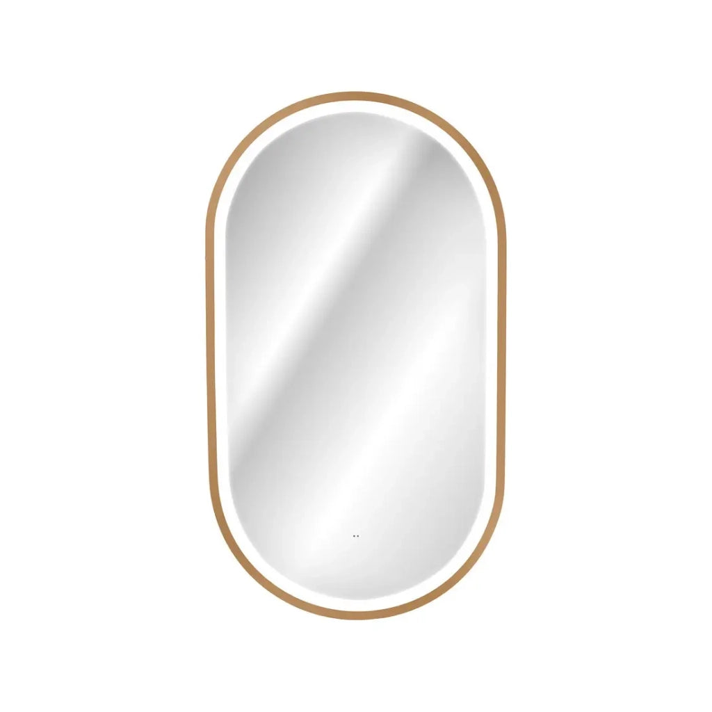 Specchio bagno LED dorato ovale 90x50 cm design