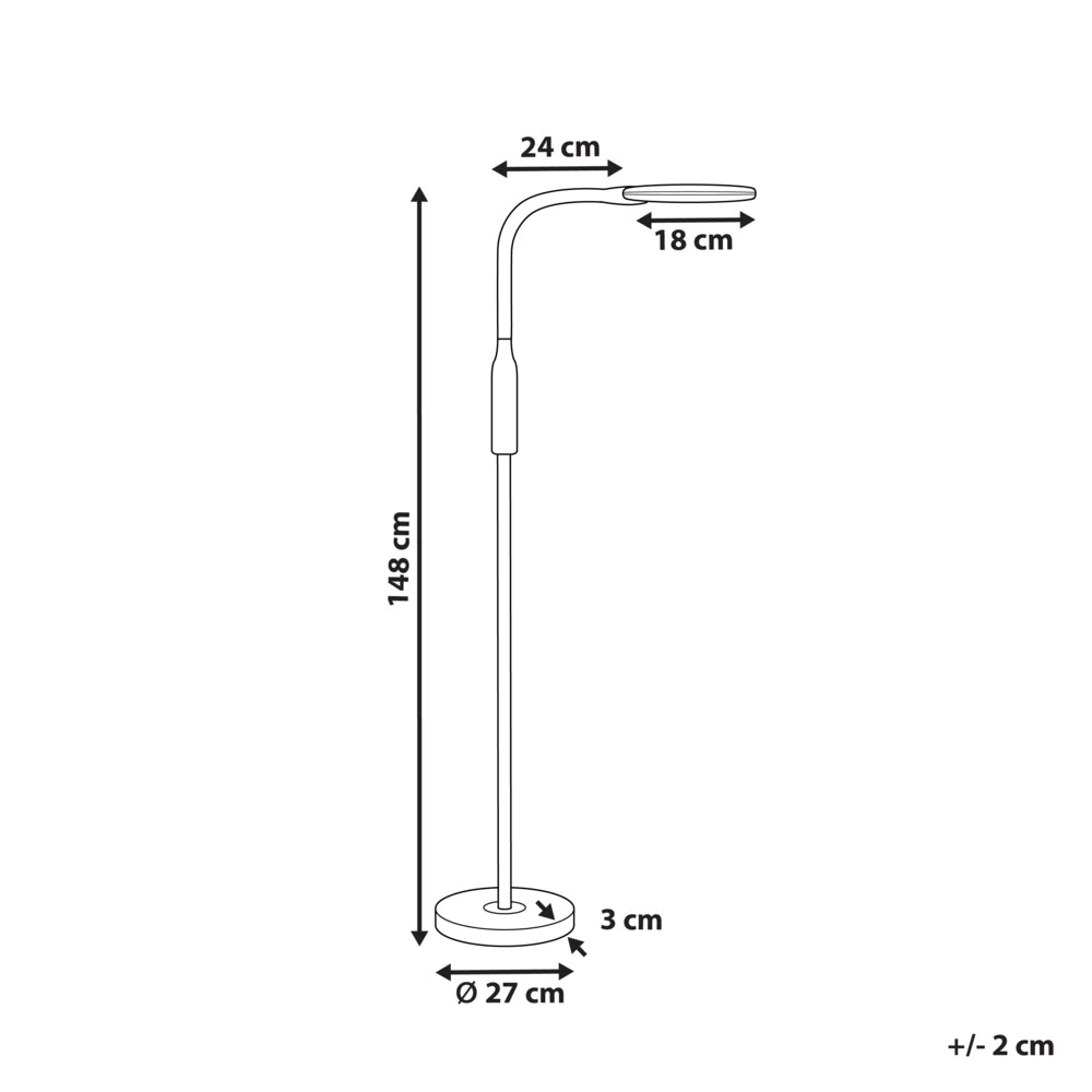 Lampada da terra LED materiale sintetico nero 148 cm altezza regolabile ufficio camera da letto