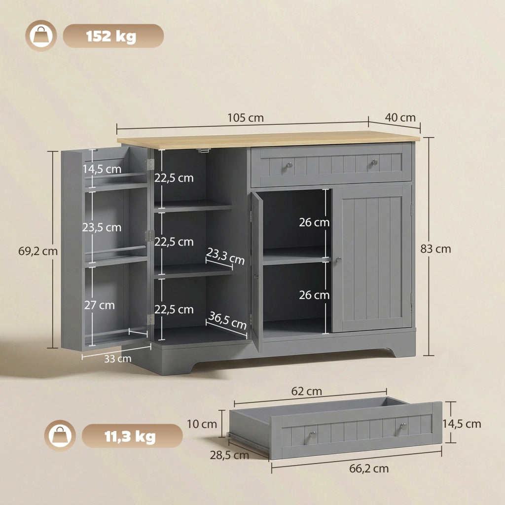 Armadio da cucina ¨C zephmum ¨C grigio 105x40x83