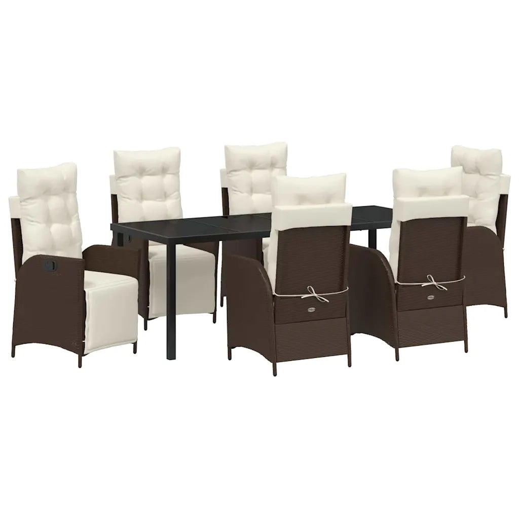 Set da Pranzo per Giardino con cuscino 7 pcs Marrone polyrattan 3380545