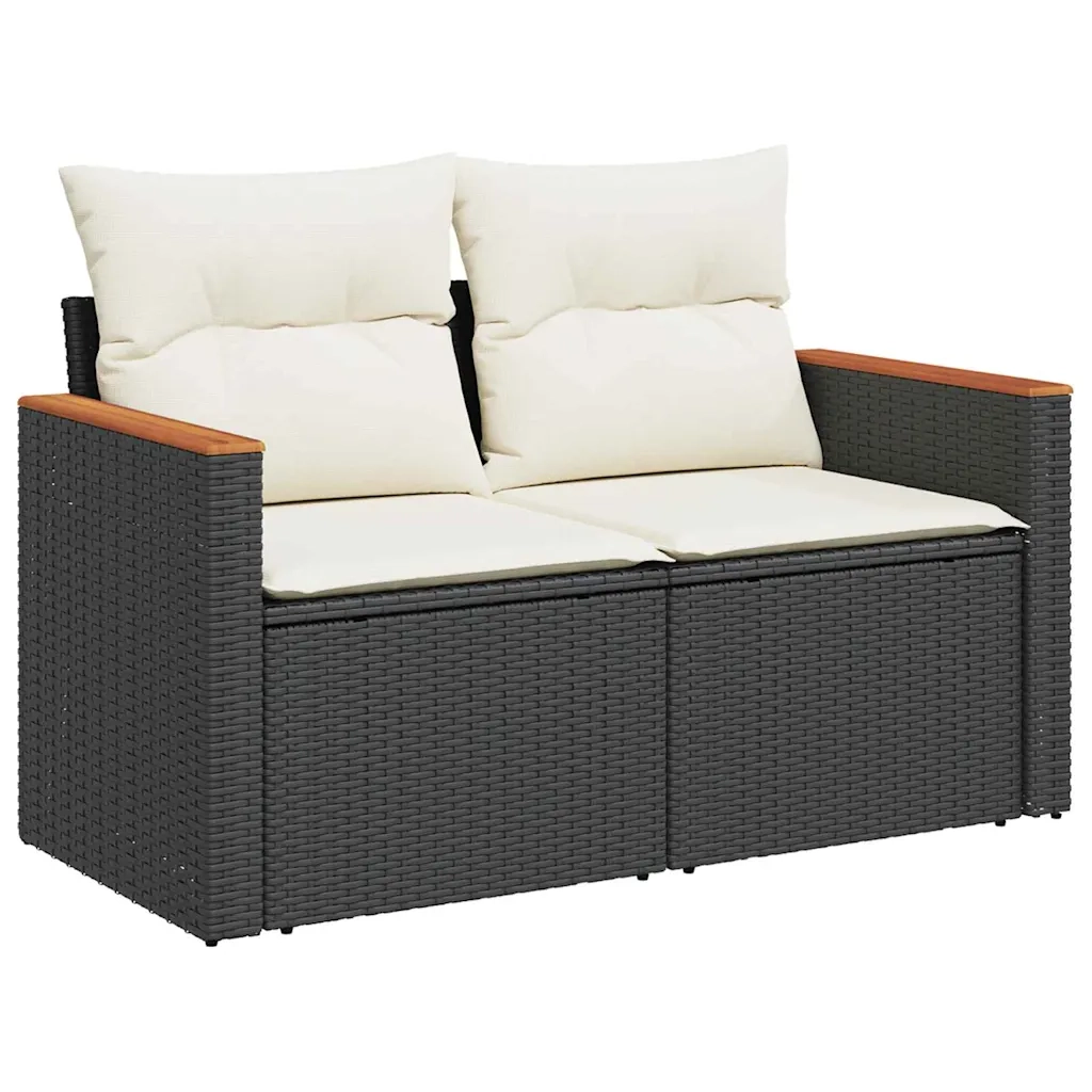 Set Divano da Giardino con cuscino Nero Poly Rattan 3365015