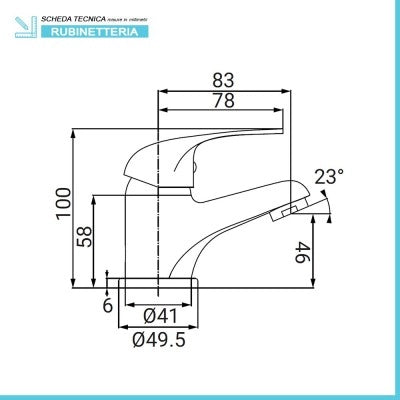 Miscelatore lavabo in ottone cromato con piletta di scarico  Fast