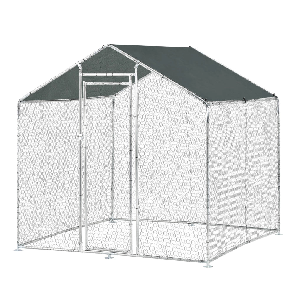 Gabbia per Pollame Wels con Tettuccio Parasole e Recinzione Rete Metallica 2x2x2 m pro.tec
