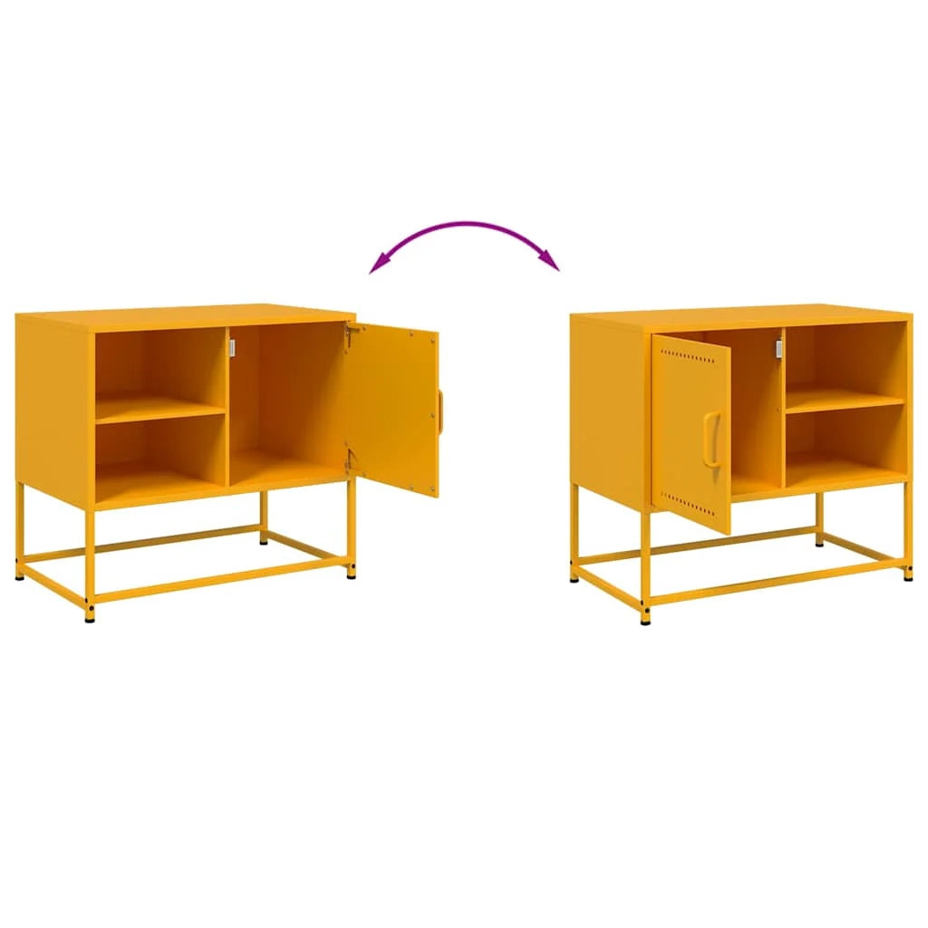 Mobile TV multimediale mensola TV credenza TV sala da pranzo soggiorno camera da letto giallo senape 68 x 39 x 60,5 cm acciaio giallo 02_0027671