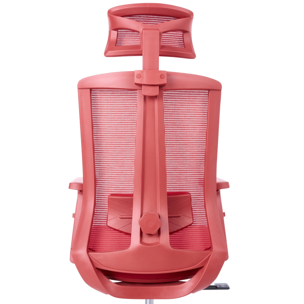 Sedia da ufficio in tessuto e rete rosso, schienale e braccioli regolabili, design moderno, per l'ufficio domestico