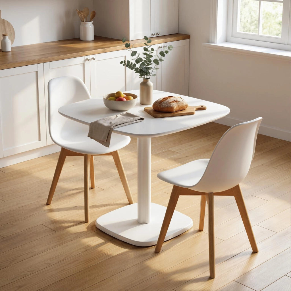 Tavolo da pranzo allungabile quadrato moderno ¨C zephmum ¨C effetto legno bianco 70x70 cm