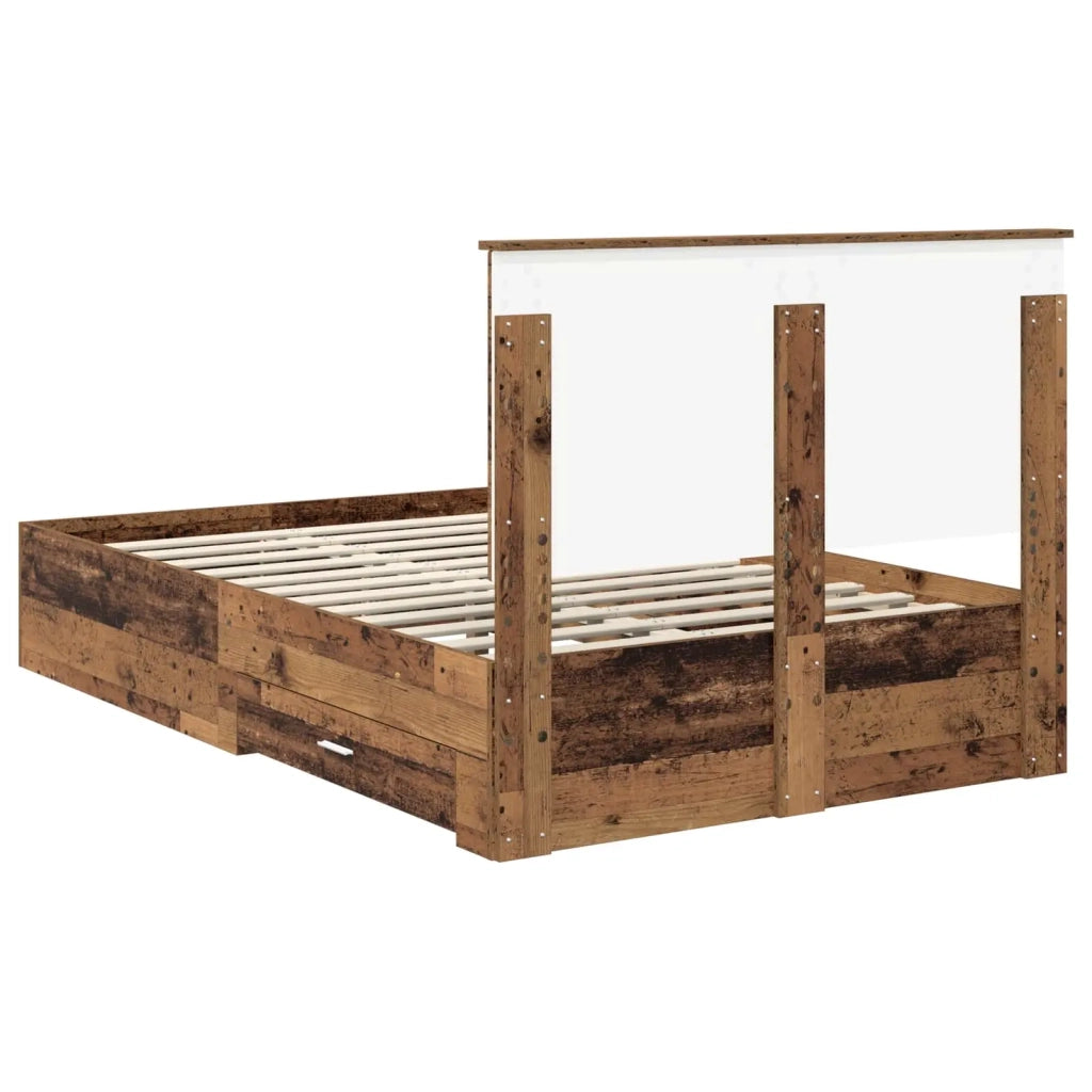 Letto matrimoniale | Letto per adulti | Struttura del letto con testiera Legno vecchio 120 x 190 cm