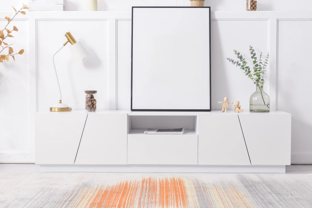 Cassettiera per TV bianca in MDF lunghezza 170 cm