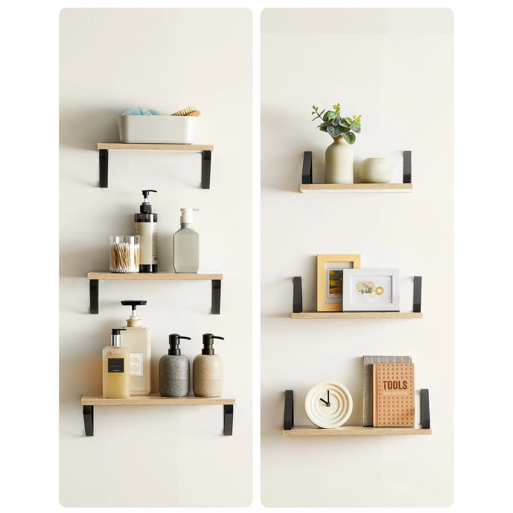 Set di 3 Mensole Sospese Sonoma in Acciaio e Legno