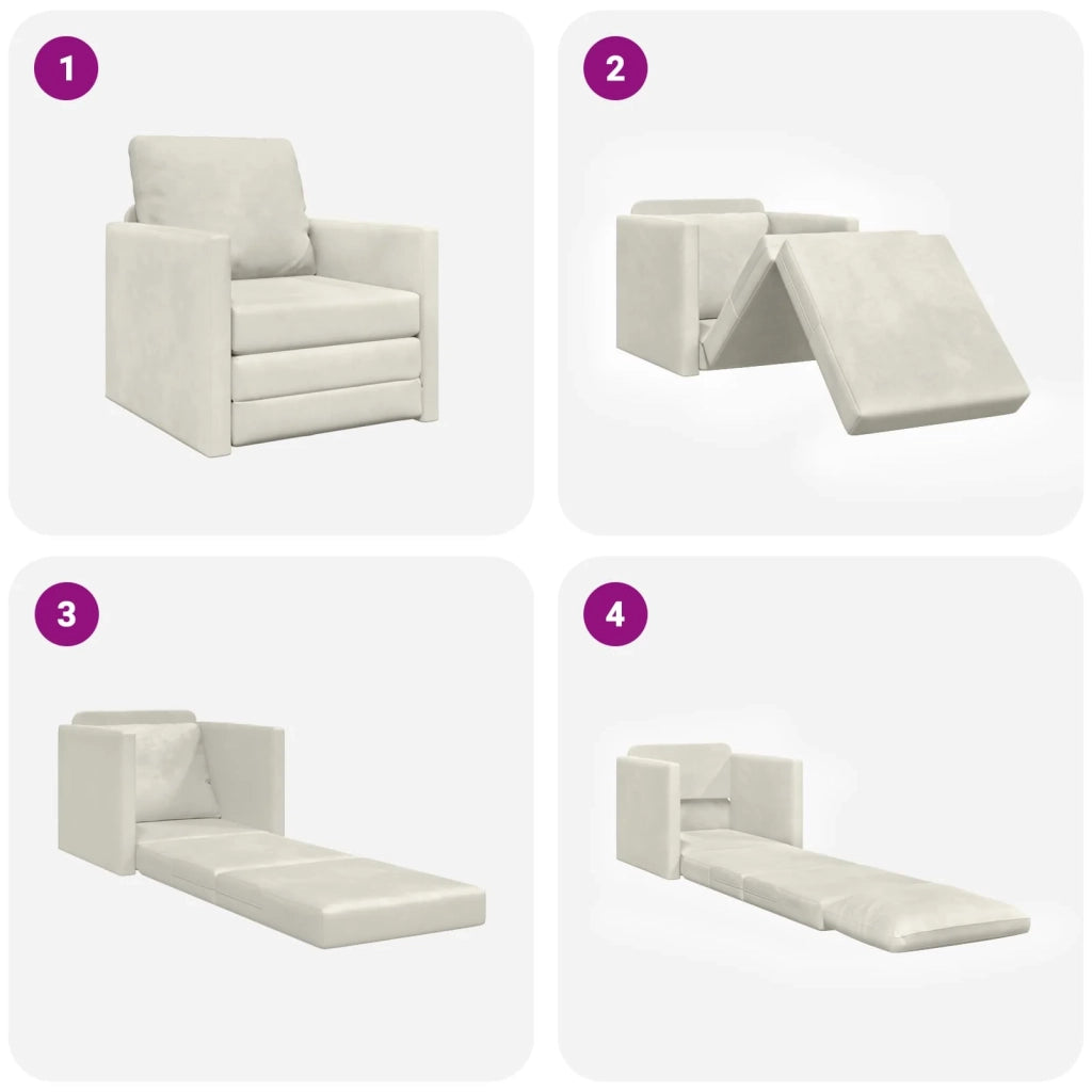 Divano letto Crema 74 x 77 x 81 cm Velluto 4106620