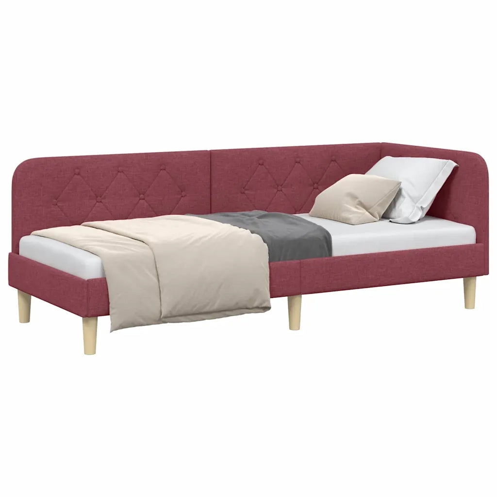 Cornice del letto ad angolo Rosso Vino 80 x 200 cm Tessuto 42016556