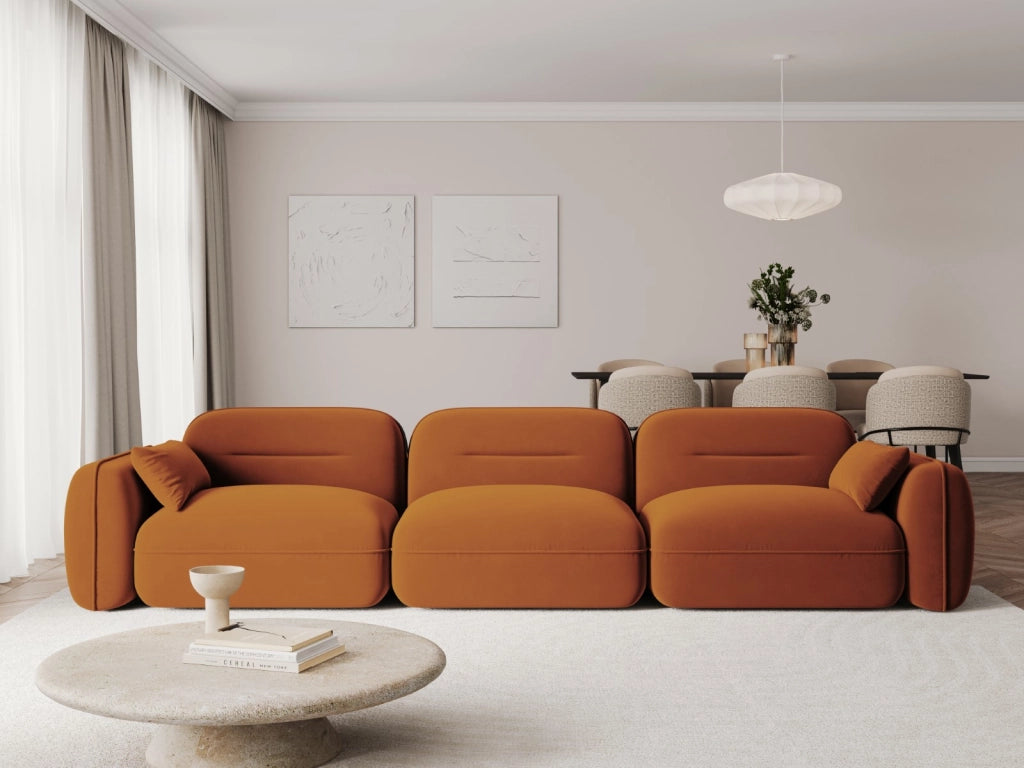 Cosmopolitan Design - Divano modulare "Sydney" 4 posti in velluto terracotta 