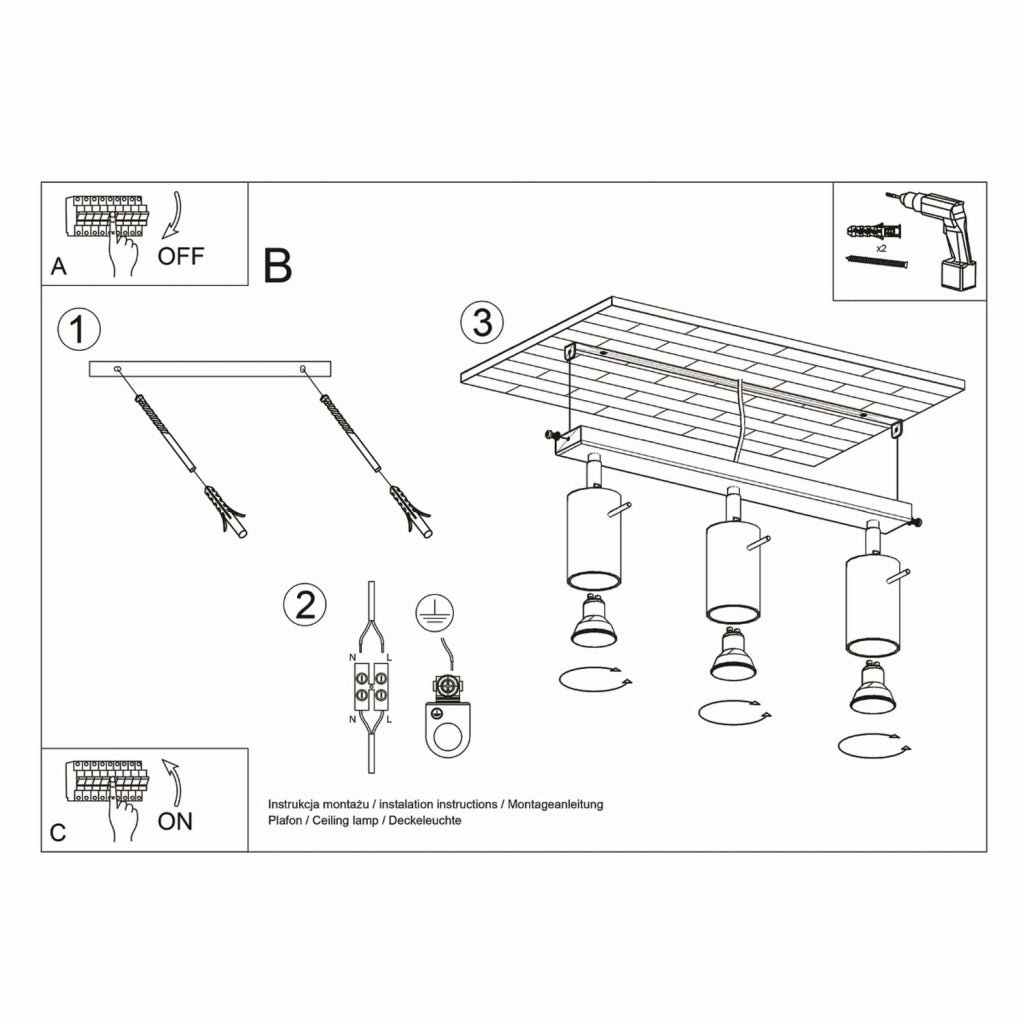 Lampada da soffitto RING 3 grigio