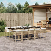 Set da Pranzo da Giardino 11 pz con Cuscini Beige in Polyrattan