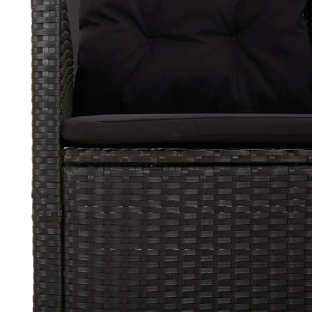 Set da Giardino 2 pz con Cuscini Nero in Polyrattan 362175