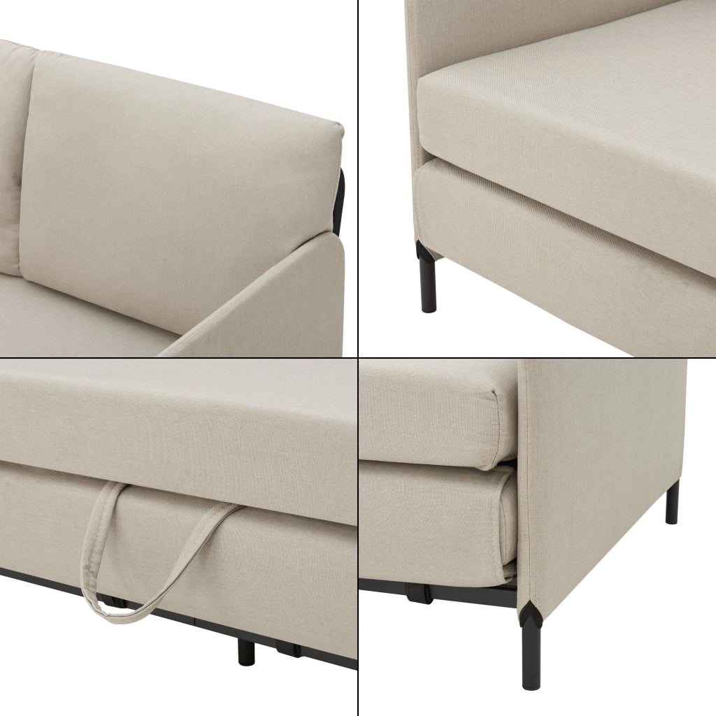 Divano/poltrona trasformabile a 2 posti 78 x 125 x 67 cm beige 03_0009126