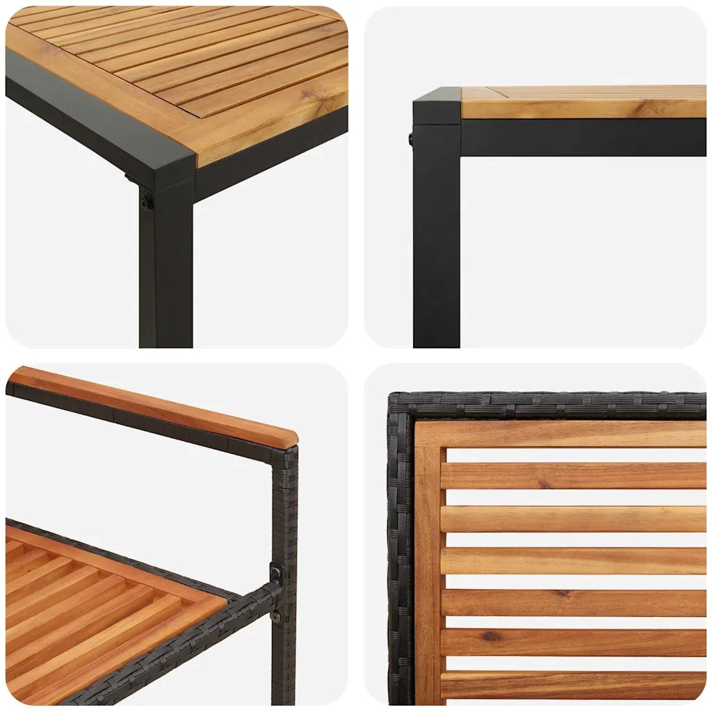 Set da Pranzo per Giardino 5 pcs Nero e Marrone polyrattan 3365475