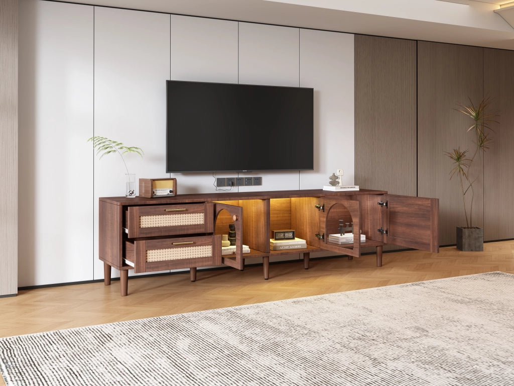 Cassettiera per TV marrone in truciolare lunga 180 cm