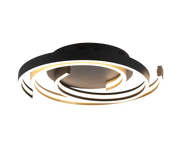 Plafoniera LED spirale, metallo, ottone e nero, D 50 cm, Caya