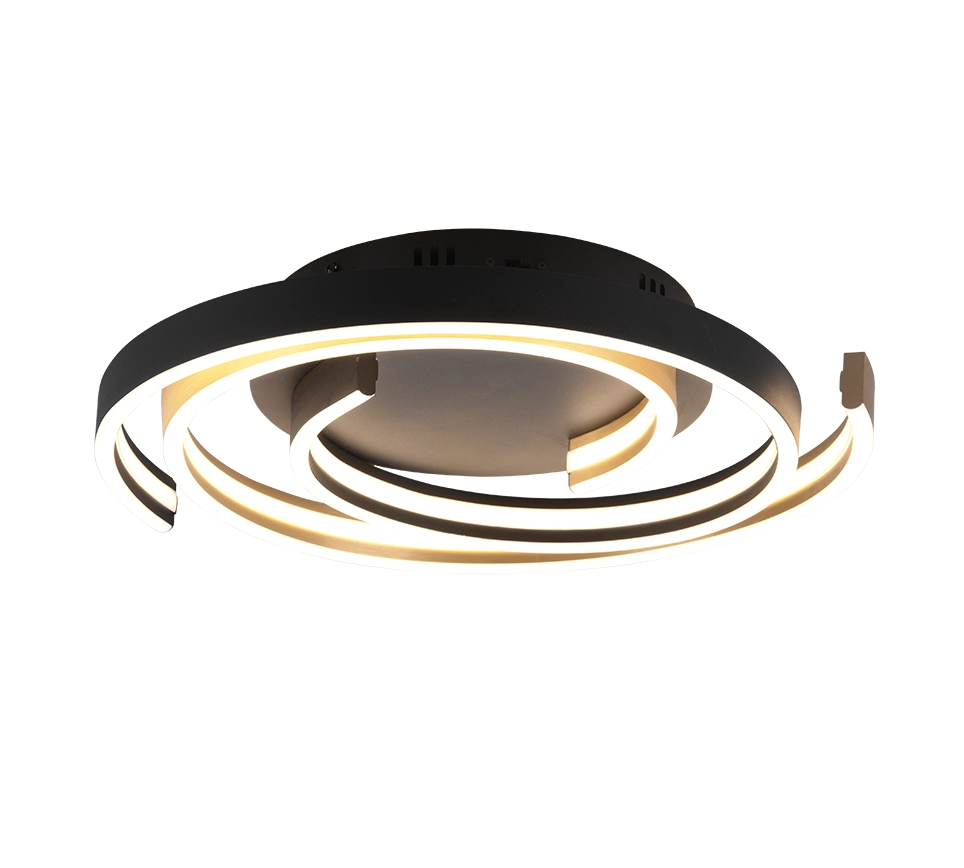 Plafoniera LED spirale, metallo, ottone e nero, D 50 cm, Caya