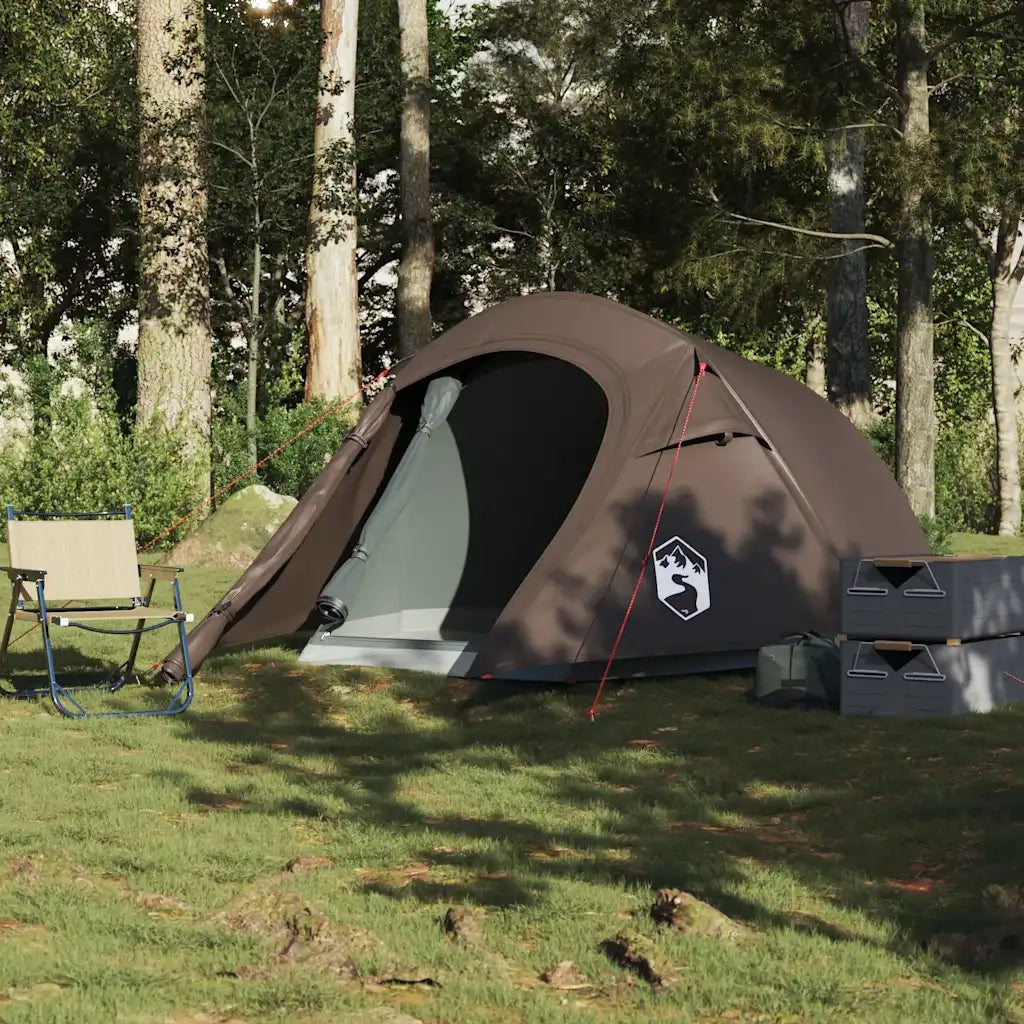 Tenda da Campeggio a Tunnel per 3 Persone Marrone Impermeabile 4009628