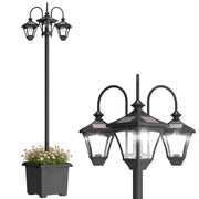 Lampada da Esterno 3 Luci con Vaso ¨C Zephmum ¨C Nero 52x52x185cm