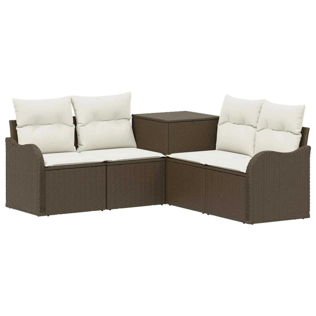 Set di divani 5 pz Marrone e Bianco Crema 3447754