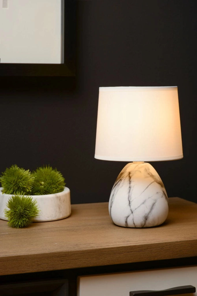 Lampada da tavolo Lucide Marmo bianca E14 40W 25,5cm