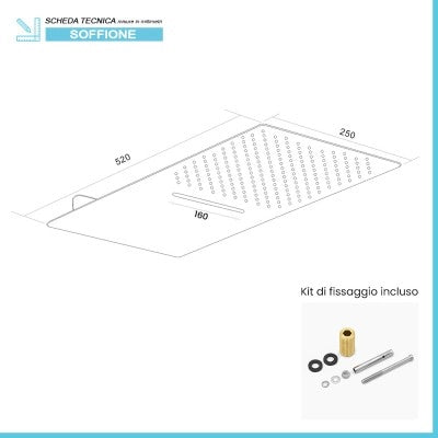 Set doccia da incasso con soffione a sbalzo 25x52 cm e cascata Nuego