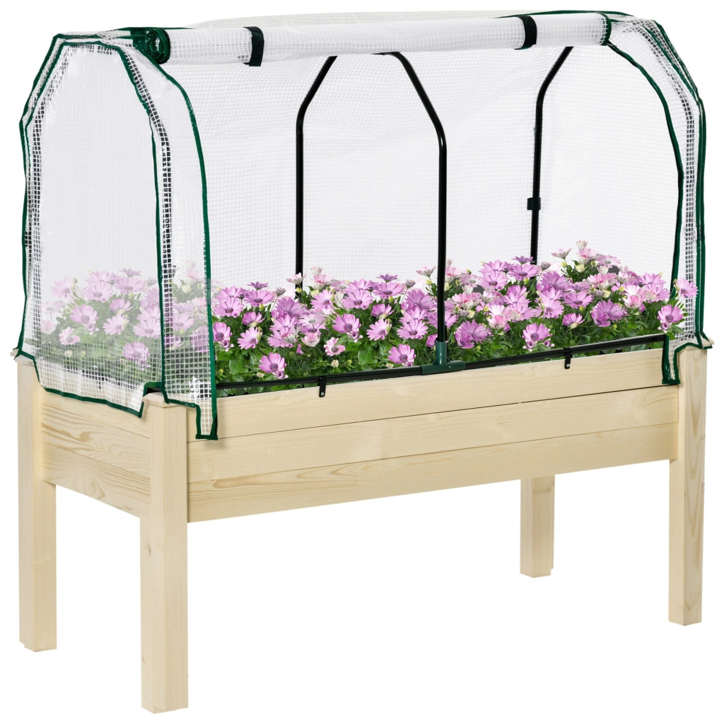 Letto Rialzato da Giardino ¨C Xylo ¨C Legno di Abete con Copertura PE, 121x55x117 cm