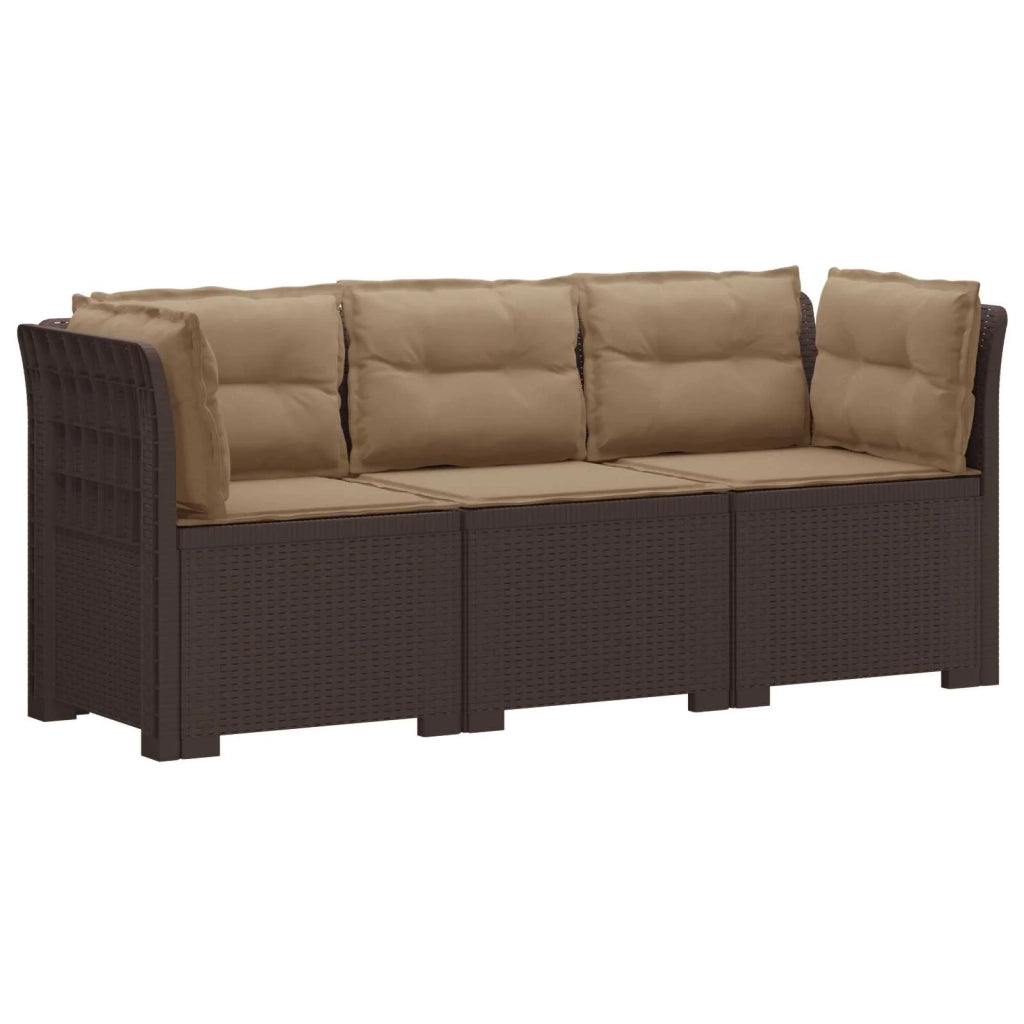 Divano da giardino 3 posti con cuscini in look rattan PP 3443840