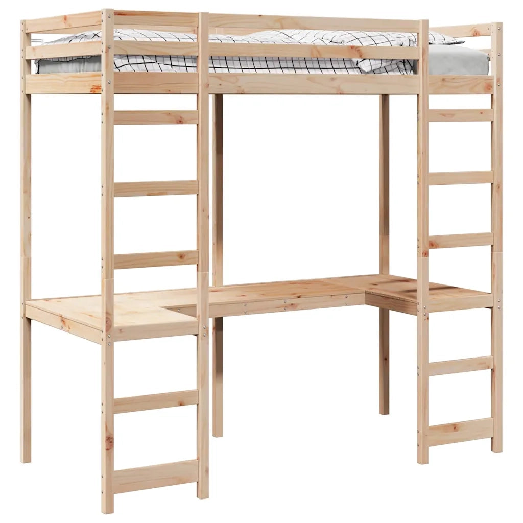 Struttura per letto soppalco Naturale 90 x 190 cm Pino massello 3414554