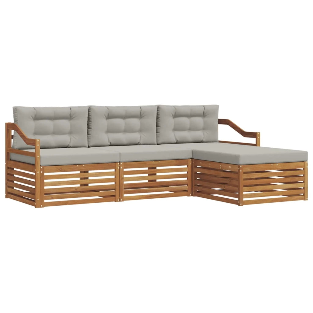 Set di divani da esterno 4 pcs Grigio Naturale e Chiaro 3373276